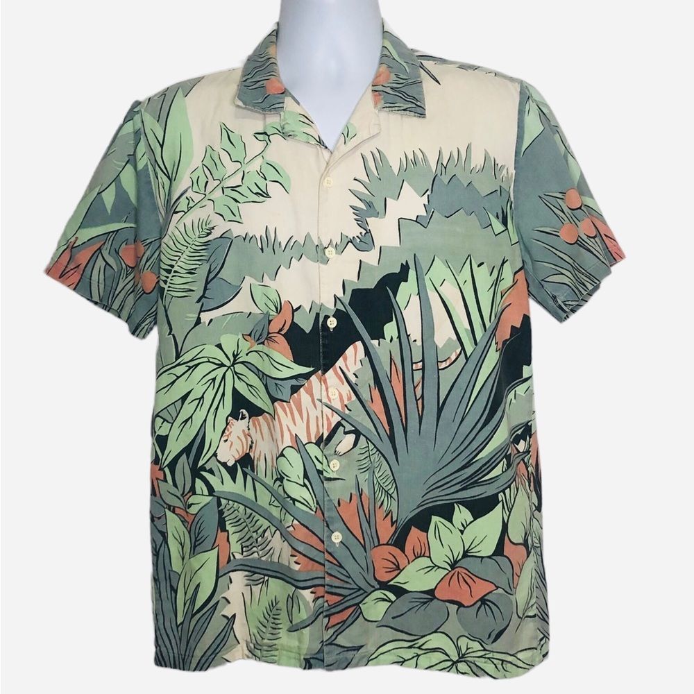 PARADISE TIGER 1980 80’s Rare Vintage Jungle Cat Hawaiian Camp Shirt Sz L Large